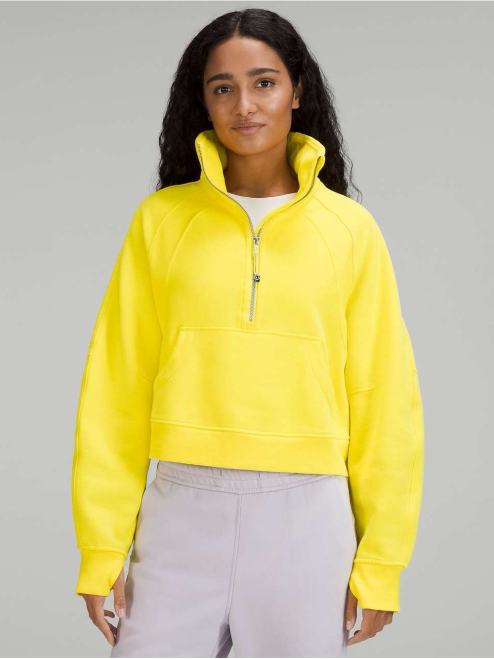 Cropped Half-Zip Pullover Sweatshirt